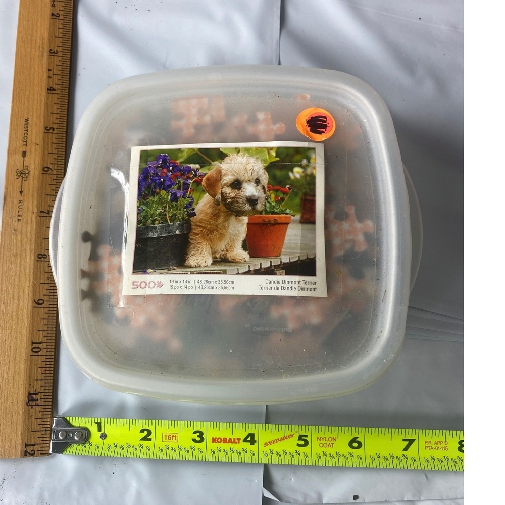 500 Piece‎ Dandie Dinmont Terrier Puppy Jigsaw Puzzle Complete in Storage Bin